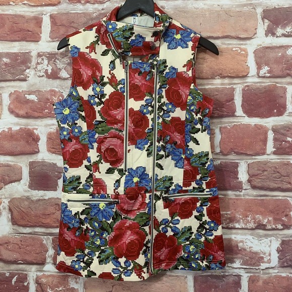 Mural Jackets & Coats Mural Jacket Womens Small Cream Red Pixel